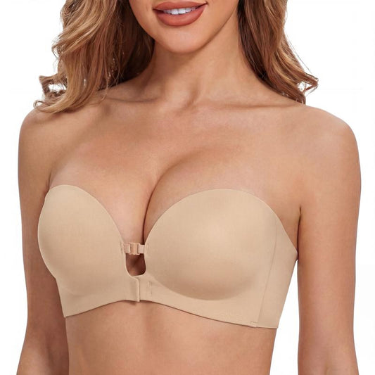 Maison Belle™ Strapless Front-Closure Push-Up Bra, Lift & Support, Padded