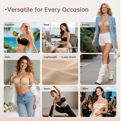 Maison Belle™ Strapless Front-Closure Push-Up Bra, Lift & Support, Padded